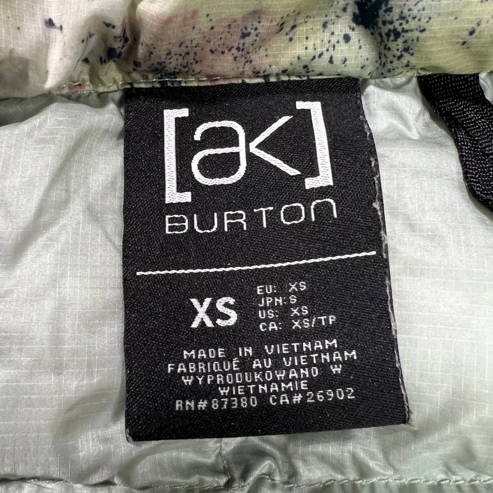 Burton ak Baker Down‎ Jacket Women's XS Green Pink Tie Dye Puffer Hooded 10014